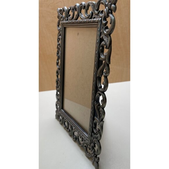 Vintage Ornate Silver-Tone Metal Picture Frame With Intricate Scroll Design - Picture 5 of 13